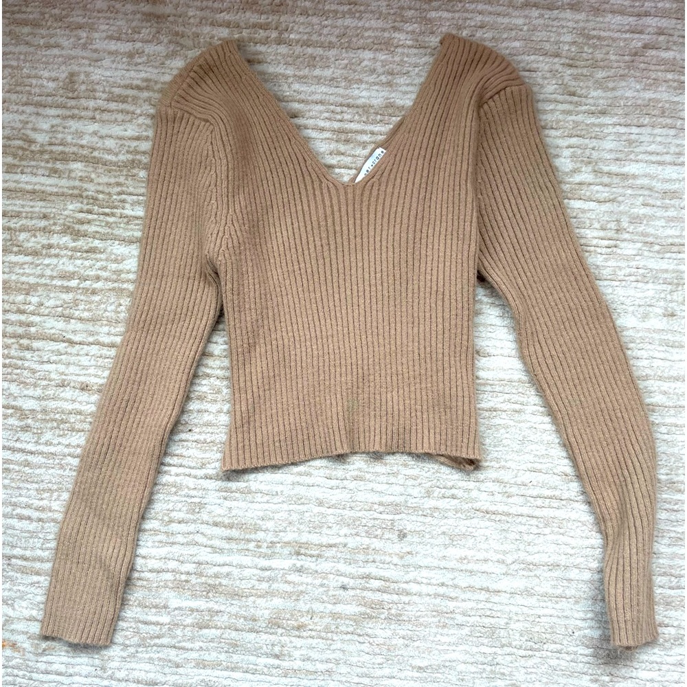 Paper Crane Cropped V Neck Sweater